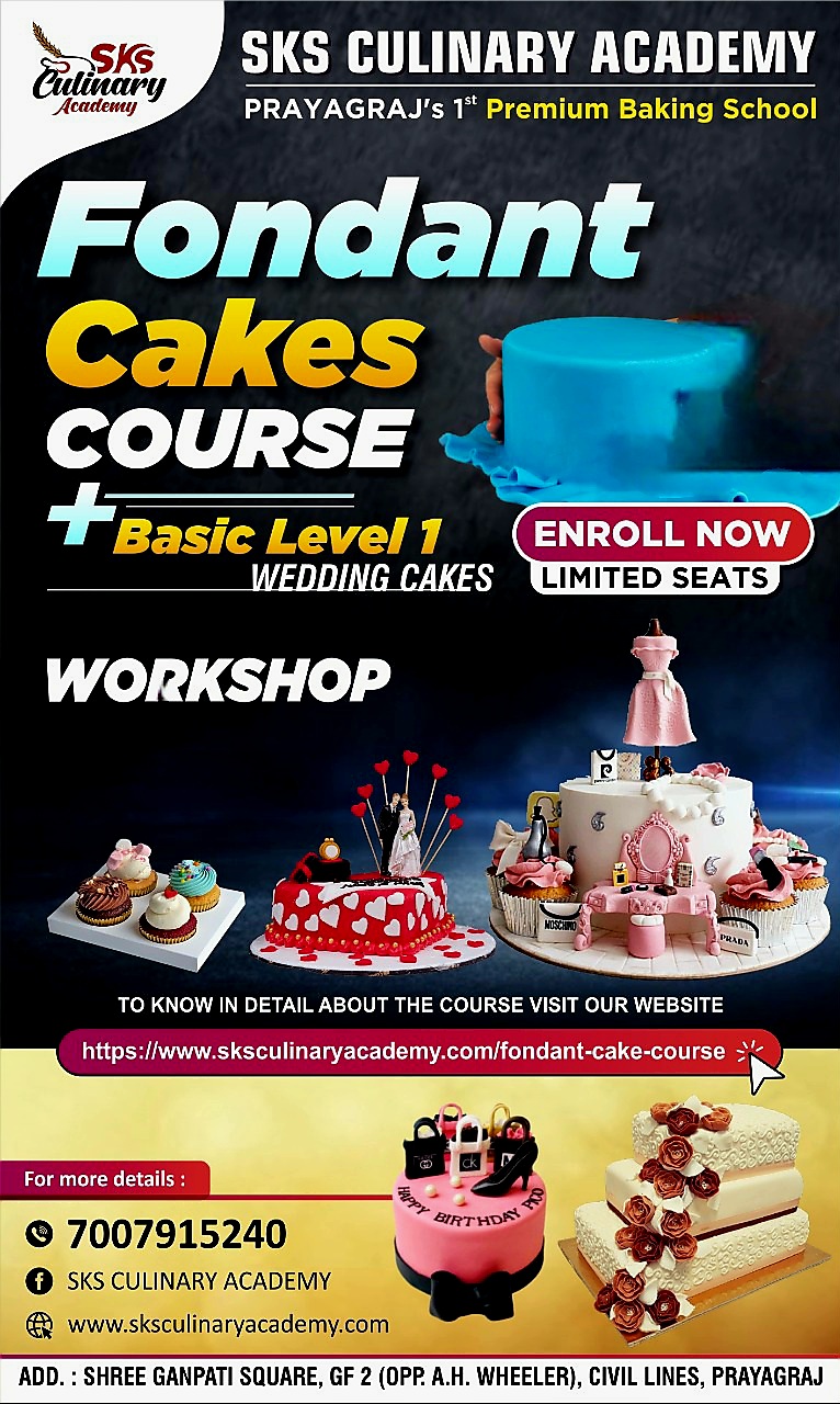 Upcoming workshop on Fondant cakes . Details are already mentioned on the website link given https://www.sksculinaryacademy.com/fondant-cake-course